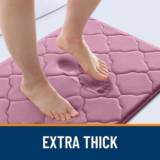 OLANLY Memory Foam Bath Mat Rug 30X20, Ultra Soft Bathroom Rugs, Mauve | Thick Absorbent Carpet, Non-Slip Backing, Machine Washable, for Bathroom Floor, Tub, Shower and Home Decor Accessories