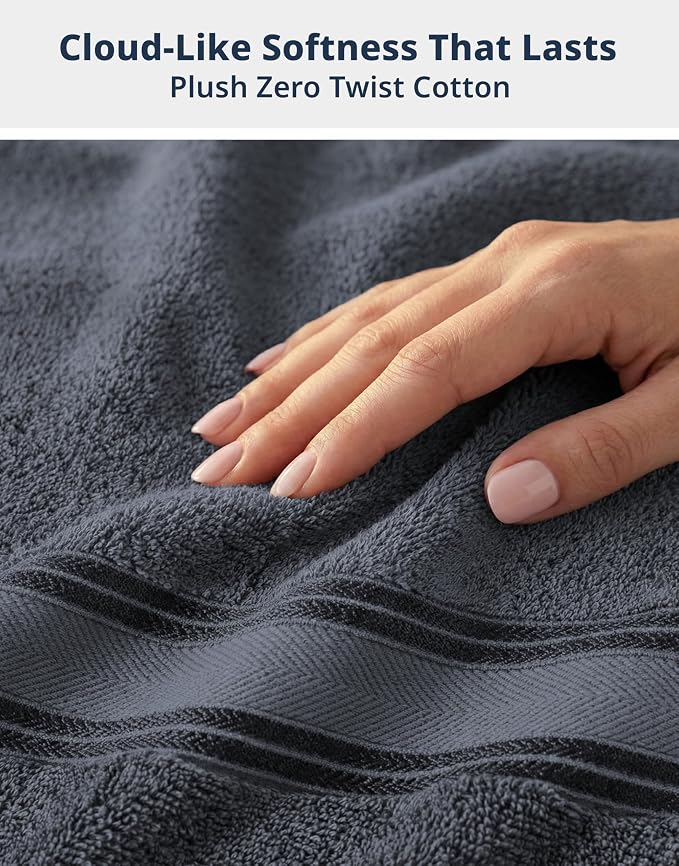 LANE LINEN Towel Set for Bathroom 18 Piece Soft Absorbent - Cool Grey | Towels And Washcloths Sets - Oversized & Roomy, Lightweight & Breathable, Fade-Resistant Color, Classic Terry Weave