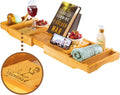 Personalized Bathtub Tray - Custom Engraved Foldable Bamboo Bath Caddy, Expandable Tub Tray Bath Table, for Mom Personalized Mom Birthday Gift, for Wife Gift for Her