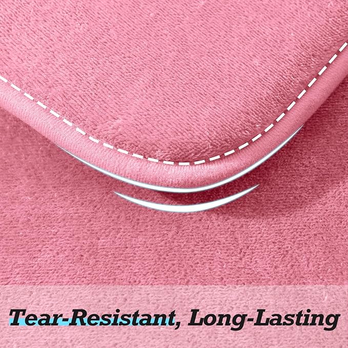 Bathroom Rugs Sets 2 Piece, Non-Slip & Quick Dry Bath Mat Set, Ultra Soft Velvet Bath Rugs for Bathroom, Toilet and Shower Floor, Pink