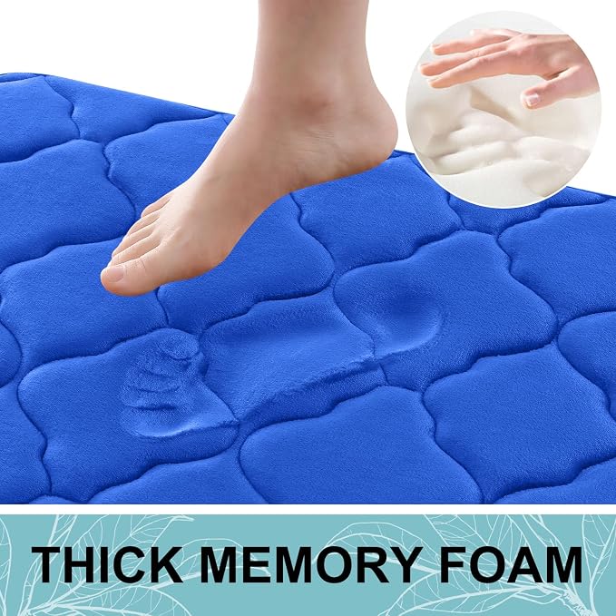 OLANLY Memory Foam Bath Mat Rug 40x32, Ultra Soft Bathroom Rugs, Royal Blue | Thick Absorbent Carpet, Non-Slip Backing, Machine Washable, for Bathroom Floor, Tub, Shower and Home Decor Accessories