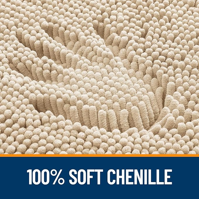 OLANLY Bathroom Rugs 36x24, Extra Soft Absorbent Chenille Bath Rugs | Beige, Quick-Drying Rubber Backing, Machine Washable Bath Mat for Bathroom Floor, Tub and Shower, Home Decor Accessories