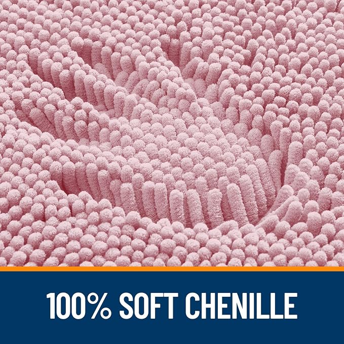 OLANLY Bathroom Runner Rugs 59x24, Extra Soft Absorbent Chenille Bath Rugs | Dusty Rose, Quick-Drying Rubber Backing, Washable Long Bath Mat for Bathroom Floor, Tub and Shower, Home Decor Accessories