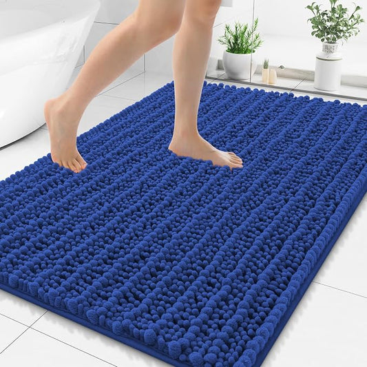 Smiry Bathroom Rugs 48X32, Extra Soft Rubber Backing Chenille Bath Mats | Royal Blue Machine Washable Non Slip Quick Dry Bath Mats for Bathroom Floor, Tub, Shower, Home Decor Accessories
