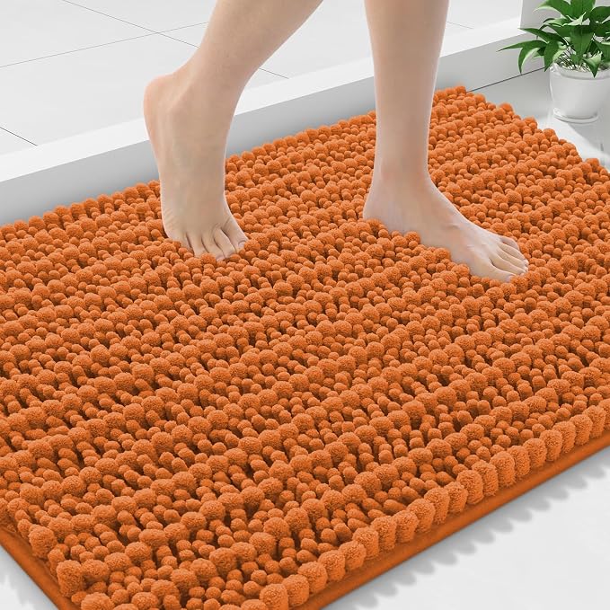 Smiry Bathroom Rugs 36X24, Extra Soft Rubber Backing Chenille Bath Mats | Clay Machine Washable Non Slip Quick Dry Bath Mats for Bathroom Floor, Tub, Shower, Home Decor Accessories
