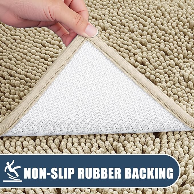 Bathroom Rugs Sets 3 Piece with Toilet Seat Cover 19.5"x 18.5" | Machine Washable Bath Rug Set with Tpr Non Slip Rubber Backing Solid Bath Mat Set for Luxury Bathroom Decoration