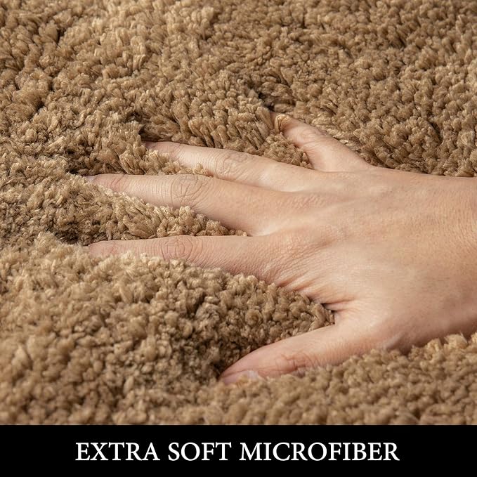 MIULEE Light Brown Bathroom Rugs Set 2 Piece Soft Runner Bath Mats 24x44 in | Soft Absorbent Microfiber Bath Rugs, Non Slip, Quick Dry, Fluffy Bath Rugs for Bathroom Floor Tub Showers, Machine Washable