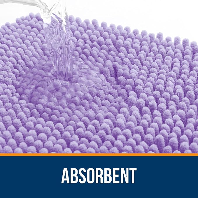 OLANLY Chenille Bathroom Rugs Mats Sets 2 Piece, 59"x20"+30"x20", Lavender | Ultra Soft Absorbent Bath Rugs Set, Rubber Backing Non-Slip, Quick Dry, Machine Washable Bath Carpet, Home Decor Accessories