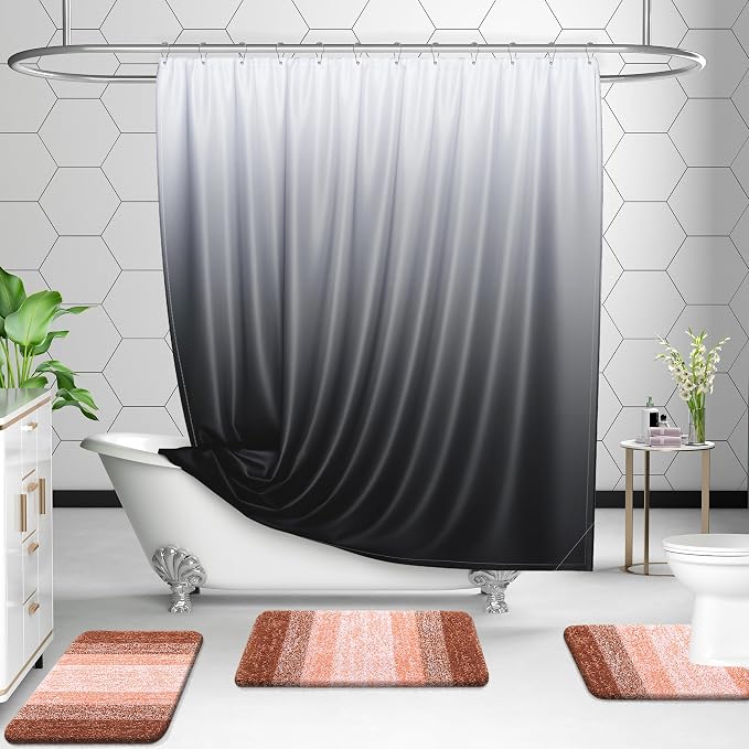 OLANLY Micorfiber Bathroom Rug Set 2 Piece, 30"x20"+24"x16" | Orange, Soft Absorbent Bath Rug Set, Non-Slip, Machine Wash Dry, Plush Shaggy Bath Mats for Bathroom