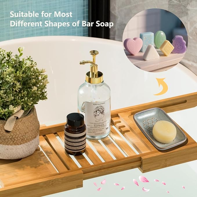 Gomakren Soap Dish for Shower, Ceramic Bar Soap Holder with Honeycomb Design, Father's Day Soap Saver Tray for Bathroom Kitchen Sink, Sponge & Organizer Tray, Upscale Look, 5.5 Inch, Gray