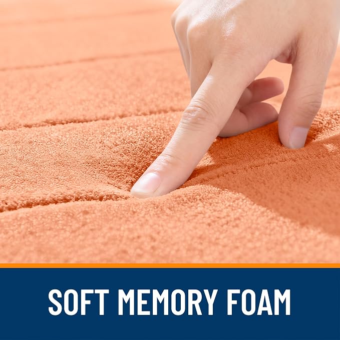 OLANLY Memory Foam Long Bathroom Rugs Runner 44x20, Super Soft Absorbent | Peach, Quick Dry Bath Mat, Machine Washable Shower Floor Rugs, Bathmat Carpet for Bathroom Floor, Tub and Shower