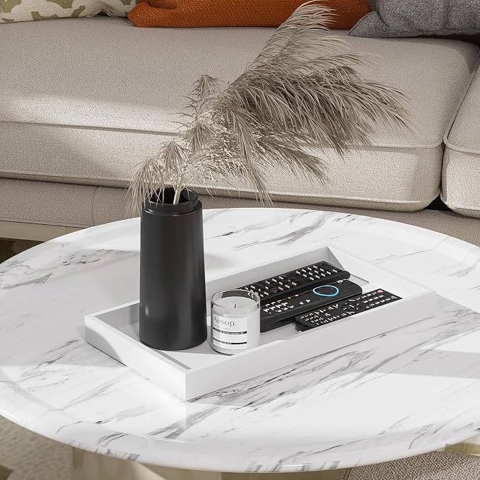 ZHWS Bathroom Vanity Tray for Countertop Perfume Makeup Jewelry Candle Decor, Kitchen Tray for Soap Dispenser Spice Salt, Large Tray for Toilet Tank Paper, Serving Nightstand White 13”x6.5”