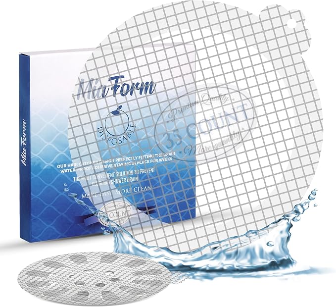35 Pack Hair Catcher Shower Drain Disposable Mesh Stickers (Hair Catcher Single Ear)