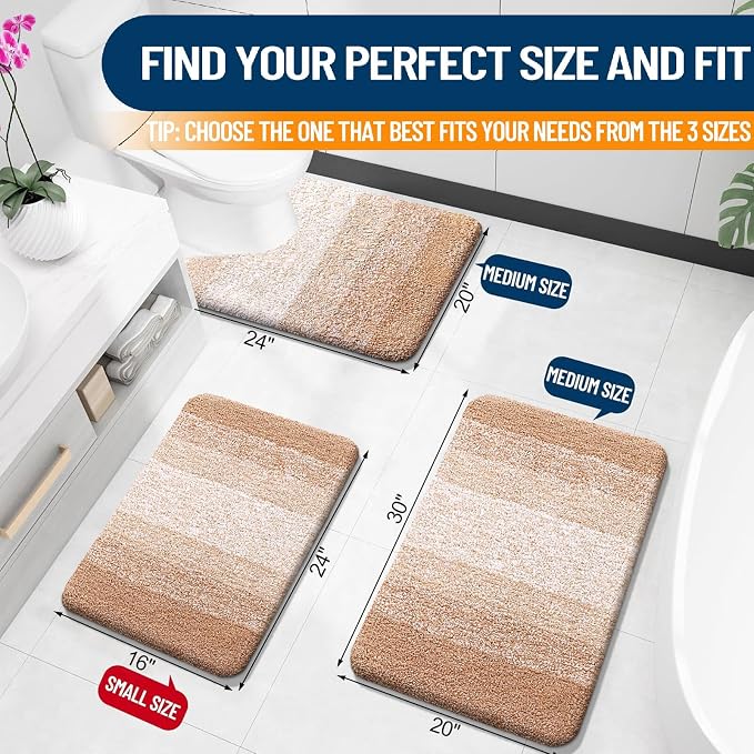 OLANLY Bathroom Rugs Mat 30x20, Extra Soft Absorbent Microfiber Bath Rugs | Beige, Non-Slip Quick-Drying Rubber Backing, Washable Plush Bath Mat for Floor, Tub and Shower, Home Decor Accessories