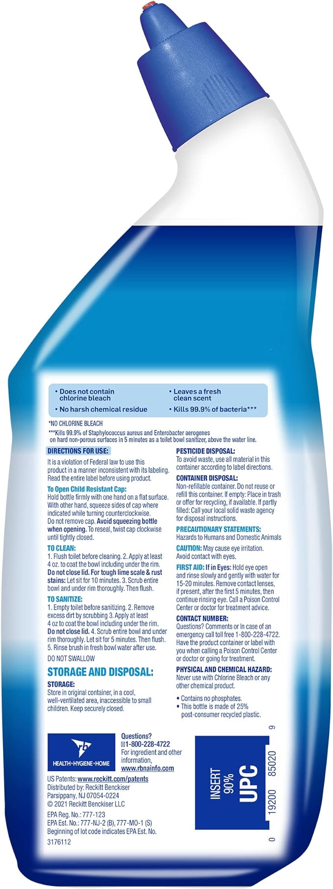 Lysol Toilet Bowl Cleaner Gel, For Cleaning and Disinfecting, Bleach Free, Ocean Fresh Scent, 24oz (Pack of 4)