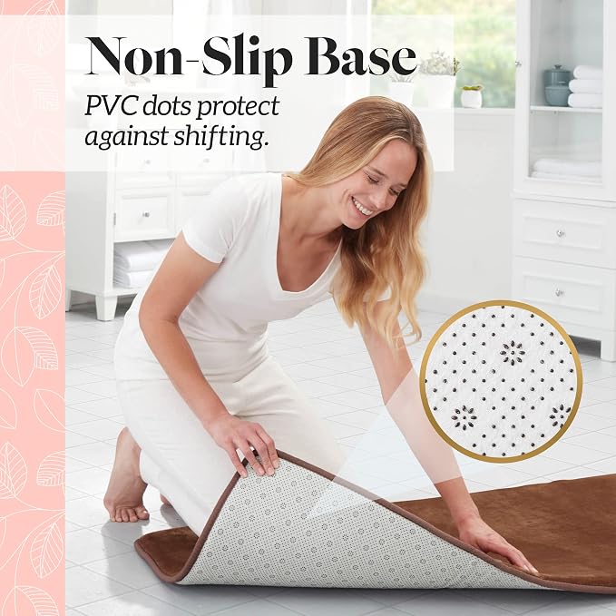 Memory Foam Bath Mat Non Slip Absorbent Super Cozy Velvet Bathroom Rug Carpet (60 inches X 17 inches, Brown)