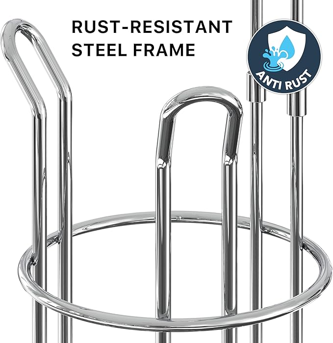Simple Houseware Bathroom Toilet Paper Storage Holder Stand Shelf, Chrome | 4 Paper Rolls, 7.25" x 7.25" x 23.5", Wired