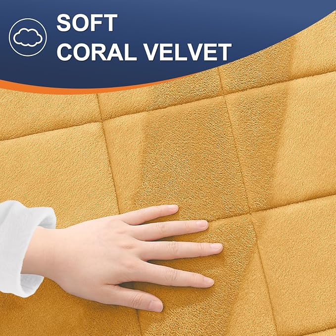 OLANLY Memory Foam Toilet Rugs U-Shaped 24x20, Ultra Soft and Absorbent | Yellow, Quick Dry Commode Contour Rugs, Machine Washable, Comfortable Bathroom Contour Bath Mats for Toilet Base