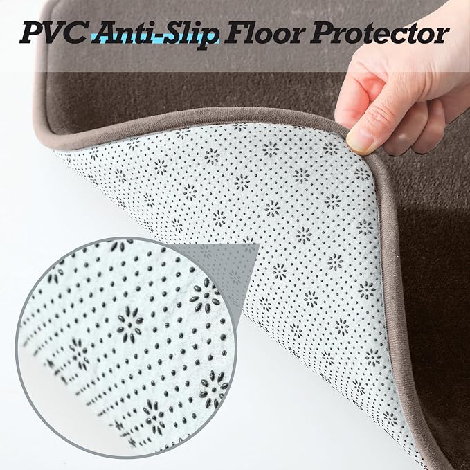 Bathroom Rugs Sets 2 Piece, Non-Slip & Quick Dry Bath Mat Set, Ultra Soft Velvet Bath Rugs for Bathroom, Toilet and Shower Floor, Brown