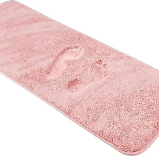 Light Pink Bathroom Runner Rugs Long Narrow Bath Mat Skinny Thin Bathmat | Memory Foam Microfiber Bathroom Carpet Non Slip Soft Absorbent Washable Bathrug,16" x 47"