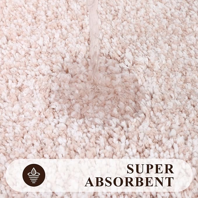 Pauwer Bathroom Rugs Sets 2 Piece, Non Slip Washable Bath Mat, Dusty Pink | Soft Plush Microfiber, Super Absorbent Floor Carpet, Quick Dry, Shaggy Shower Rug Runner