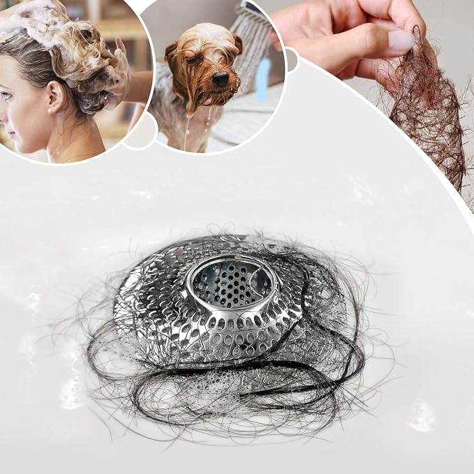 LEKEYE Drain Hair Catcher/Bathtub Shower Drain Hair Trap/Strainer Stainless Steel Drain Protector(Patented Product) | Stainless Steel