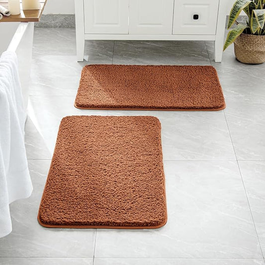 MIULEE Fall Burnt Orange Bathroom Rugs Set 2 Piece Runner Bath Mats 24x44 | Soft Absorbent Microfiber Bath Rugs, Non Slip, Quick Dry, Fluffy Bath Rugs for Bathroom Floor Tub Showers, Machine Washable