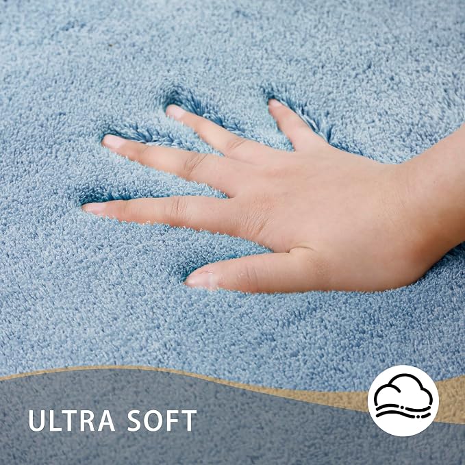 MINIDEAR Bathroom Rugs 24x17 Light Blue - Thick Memory Foam Bath Mat, Ultra Soft & Plush Non-Slip, Quick Dry, Absorbent Washable Floor Microfiber Mat for, Home Decor Accessories