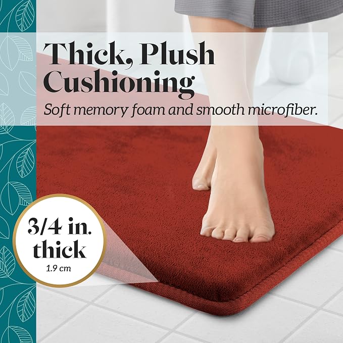 Memory Foam Bath Mat Non Slip Absorbent Super Cozy Velvet Bathroom Rug Carpet (24 inches X 48 inches, Autumn Glaze)