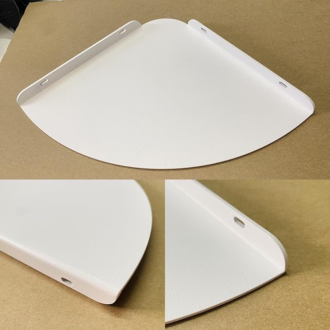 Small Floating Corner Shelves Metal Corner Wall Mounted Shelf Curved Corner Hanging Shelving for Bathroom, Kitchen, Living Room, Office, Bedroom & Dorm (White 2 pcs)