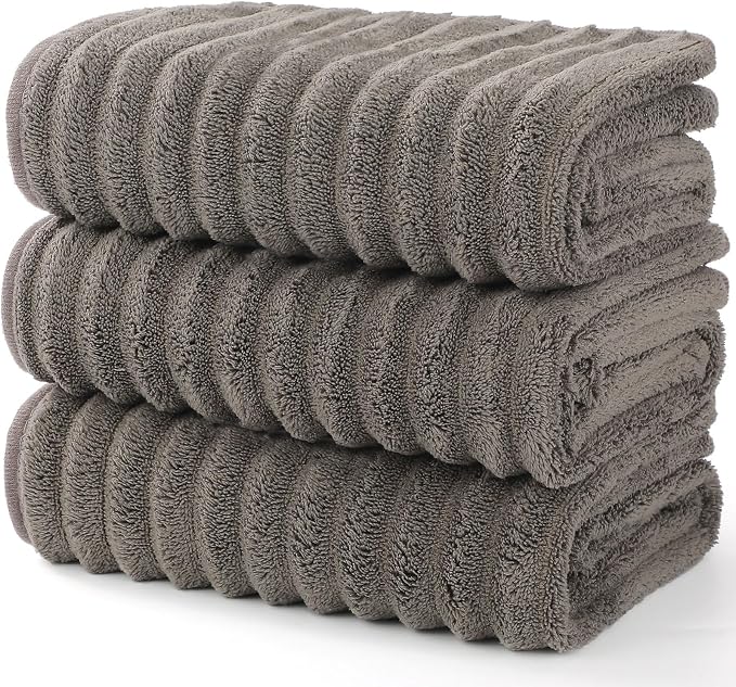 Luxury 3-Piece Quick-Dry Bath Towel Set – Ultra Soft Microfiber Towels | Hand Bath Towels for Bathroom, Pool, Home, Sports Gym & Travel – Elegant Twill Design (14”x 29.6”)