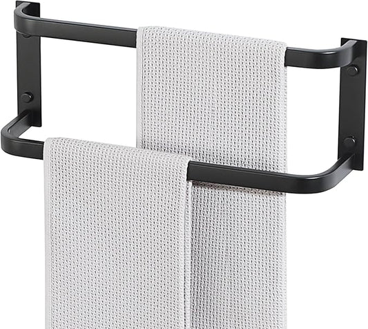Alise Double Towel Bars 16 Inch, Towel Rack for Bathroom Stainless Steel Bathroom Towel Rack Wall Mounted Towel Holder, Matte Black