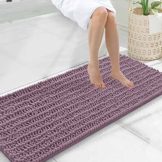 Smiry Bathroom Rugs 47X20, Extra Soft Rubber Backing Chenille Bath Mats | Deep Plum Machine Washable Non Slip Quick Dry Bath Mats for Bathroom Floor, Tub, Shower, Home Decor Accessories