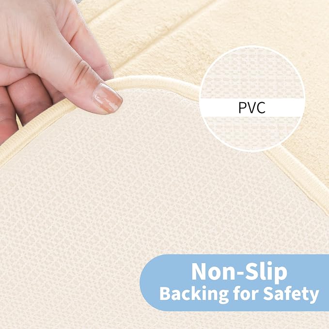 Cupic Cupid Memory Foam Bath Mat 24"×20", U-Shaped Bathroom Rugs, Cream | Soft Touch, Cushioned Comfort, Non Slip Bathroom Mat, Super Absorbent & Quick Dry, Machine Washable for Shower, Tub & Vanity
