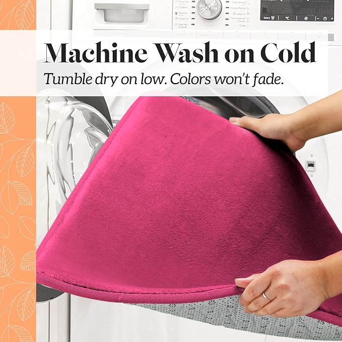 Memory Foam Bath Mat Non Slip Absorbent Super Cozy Velvet Bathroom Rug Carpet (60 inches X 17 inches, Fuschia)