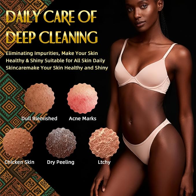 UJFQBH African Net Sponge Authentic, Exfoliating Body Scrubber for Back and Hard to Reach Areas, Gentle Daily Exfoliation for Deep Cleansing, Quick Drying Shower Essential, Rosewood 3 Pack