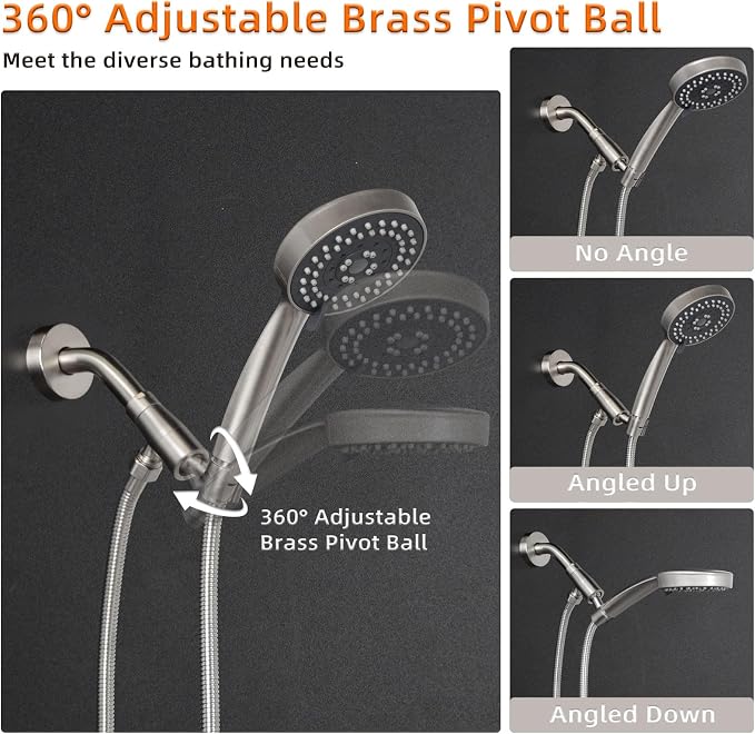 Shower Head Holder,All Metal Handheld Shower Head Holder,Adjustable Shower Arm Mount Bracket,Shower Head Bracket,Brushed Nickel,1G2MK-1