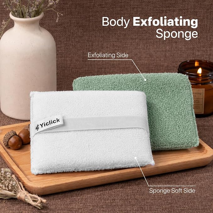 Exfoliating Body Scrubber (2 Pack), Body Scrubber Exfoliator, Exfoliating Sponge for Shower Bath, Shower Loofah Luffa Lufa with Handle for Men Women, Dead Skin Exfoliator for Body Scrub