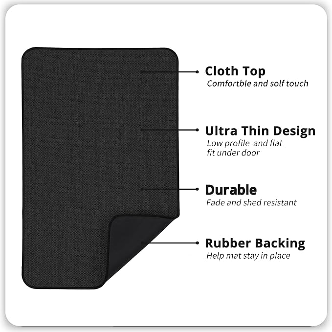 Bosap Bath Mat Set 2 Pieces,Ultra Thin Bathroom Rugs,Rubber Toilet Rugs | Non Slip,Quick Dry,Machine Washable,Low Pile,Absorbent,Shower,Sink,Bathroom Decor.(Black,17"x27" Plus 20"x24"U Shaped)
