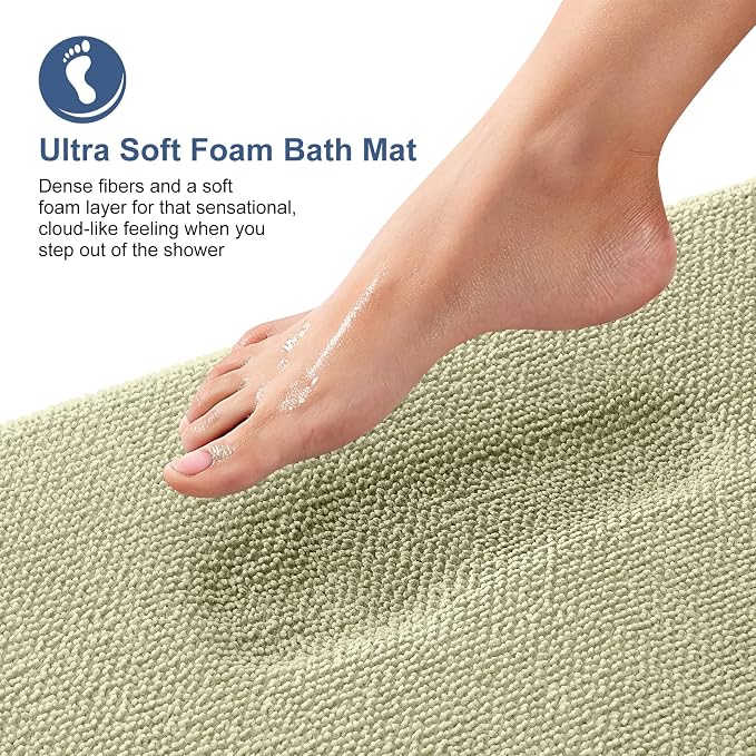 OLANLY Memory Foam Bathroom Runner Rugs 44x24, Absorbent Long Mat, Vanilla | Soft Quick Dry Bath Rugs, Non-Slip Carpet, Machine Washable Mat for Bathroom Floor, Tub and Shower, Home Decor Accessories