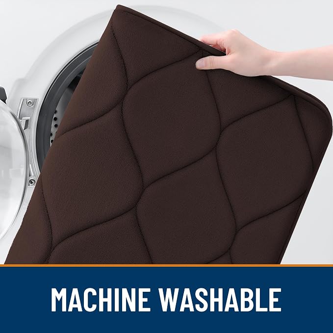 Smiry Memory Foam Bath Mat 24x16, Ultra Soft Absorbent Bathroom Rugs | Brown, Plush Quick Dry and Machine Washable Cushion Bath Mats for Bathroom, Shower, Tub & Home Decor