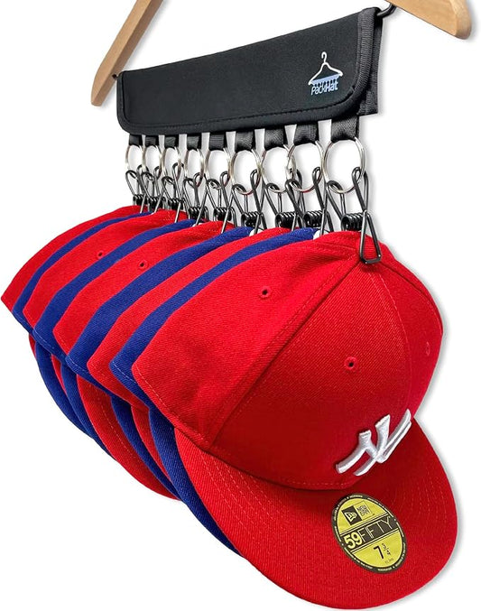 PackHatUSA The Original 18 Hat Organizer and Hat Rack for Your Closet - Transform Clothing Hangers into Hat Racks for Baseball Caps - Make Hat Storage Easy - Universal Fit Hat Holder