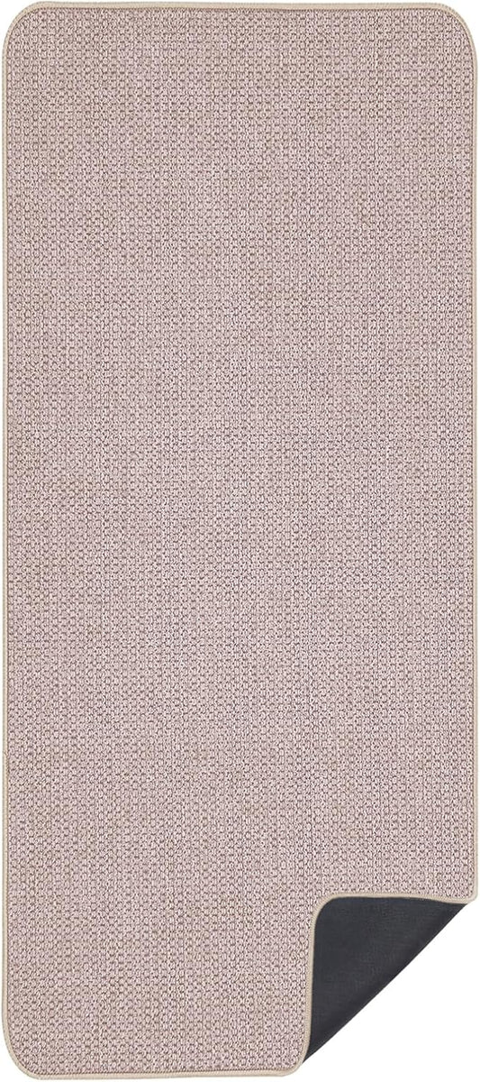 Bath Mat,Ultra Thin Bathroom Runner Rugs,Large Bath Mats for Bathroom,Quick Dry,Non-Slip,Machine Washable,Low Pile,Bath Rug,Shower Outside,Sink,Home Decor Accessories.Beige,1'9"x3'11"（21x47inch）