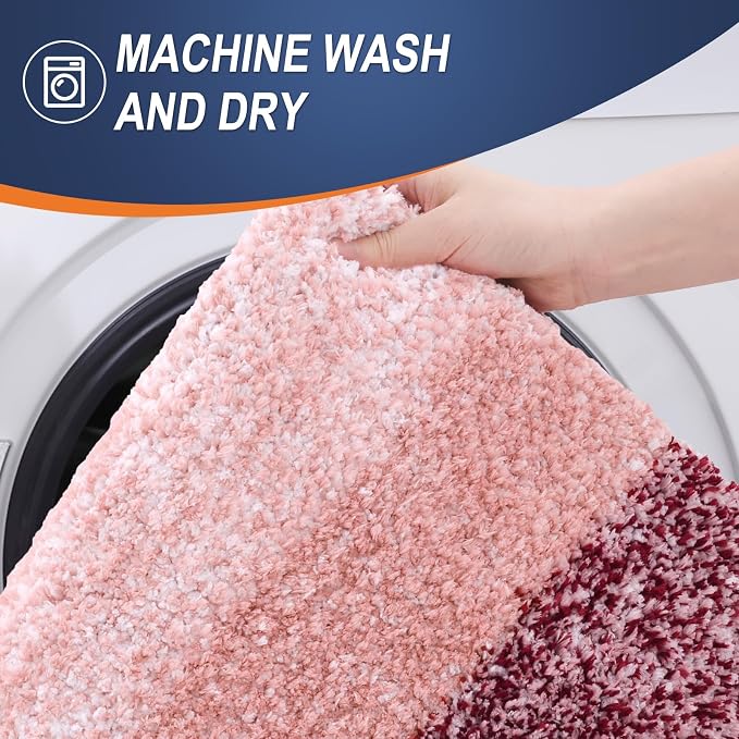 OLANLY Bathroom Runner Rug 44x24, Extra Soft Absorbent Microfiber Bath Rugs | Red, Non-Slip Quick-Drying Rubber Backing, Machine Washable Long Bath Mat for Floor, Tub and Shower, Home Decor Accessories