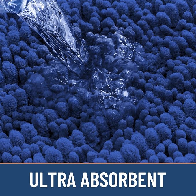 Smiry Bathroom Rugs 47X24, Extra Soft Rubber Backing Chenille Bath Mats | Royal Blue Machine Washable Non Slip Quick Dry Bath Mats for Bathroom Floor, Tub, Shower, Home Decor Accessories
