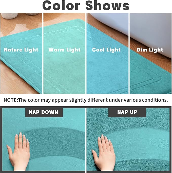 YIHOUSE Teal Memory Foam Bath Mat Set 5 Pieces