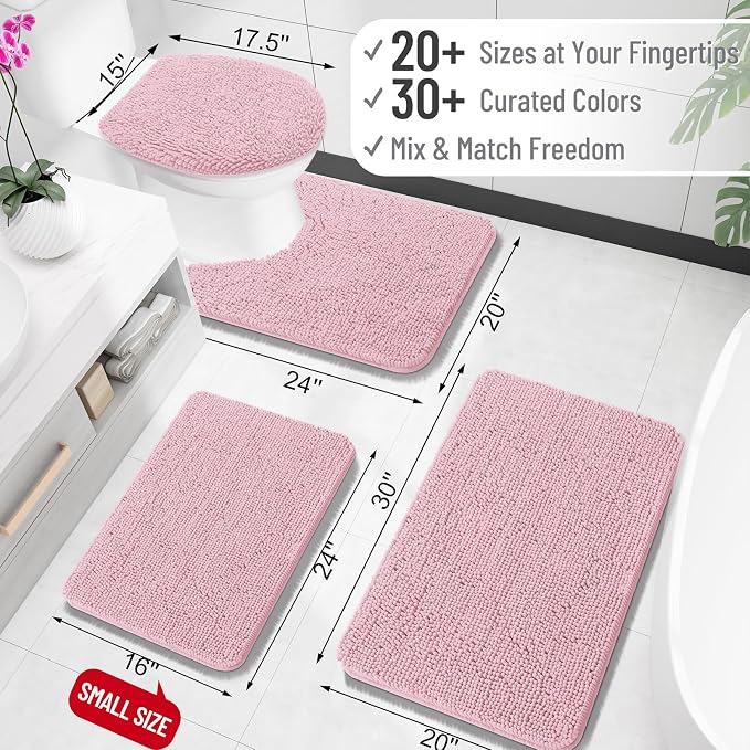 OLANLY Bathroom Rugs 30x20, Extra Soft Absorbent Chenille Bath Rugs | Dusty Rose, Quick-Drying Rubber Backing, Machine Washable Bath Mat for Bathroom Floor, Tub and Shower, Home Decor Accessories