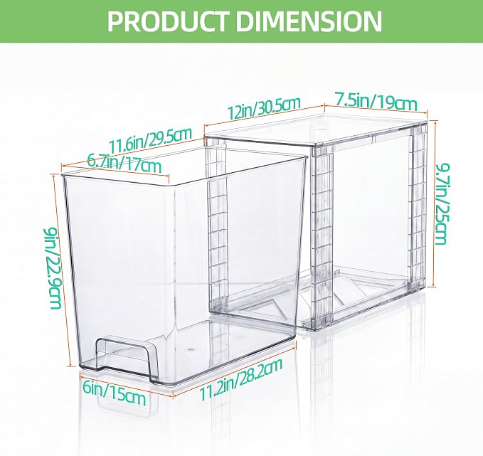 High Clear Stackable Storage Drawers(4 Pack), High-strength Plastic Organizer Bins with Handles for Skincare Bathroom Cabinet Vanity Undersink Kitchen Pantry BPA-Free Storage Containers