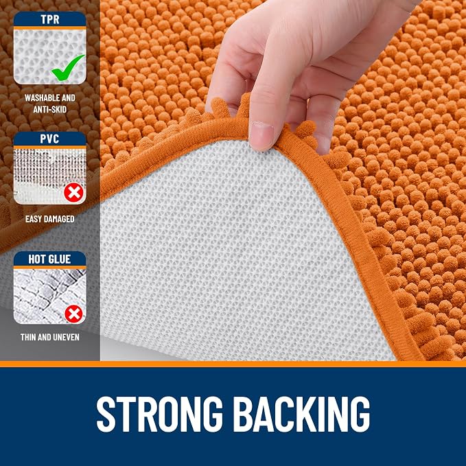 OLANLY Bathroom Rugs 30x20, Extra Soft Absorbent Chenille Bath Rugs | Clay, Quick-Drying Rubber Backing, Machine Washable Bath Mat for Bathroom Floor, Tub and Shower, Home Decor Accessories