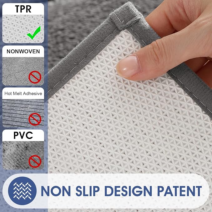IM HOME Bathroom Rugs Sets 3 Piece, Ultra Soft Thick Plush Fluffy Microfiber Absorbent Bath Mat, Non-Slip Backing, Machine Washable Bath Mats for Bathroom Floor, Tub, Toilet and Shower, Charcoal Gray